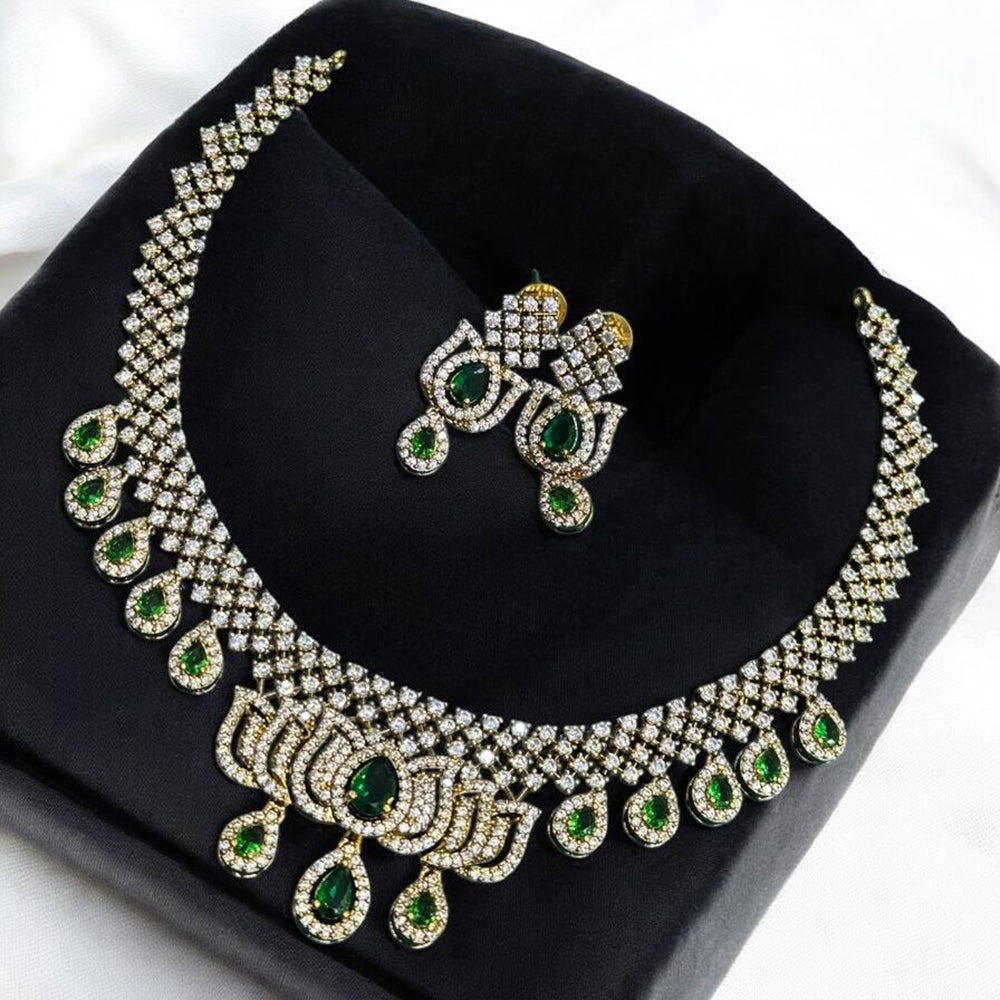 Sona Covering Shining Gold Plated American Diamond Necklace Set