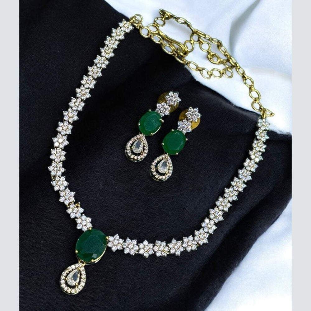 Sona Covering Shining Gold Plated American Diamond Necklace Set