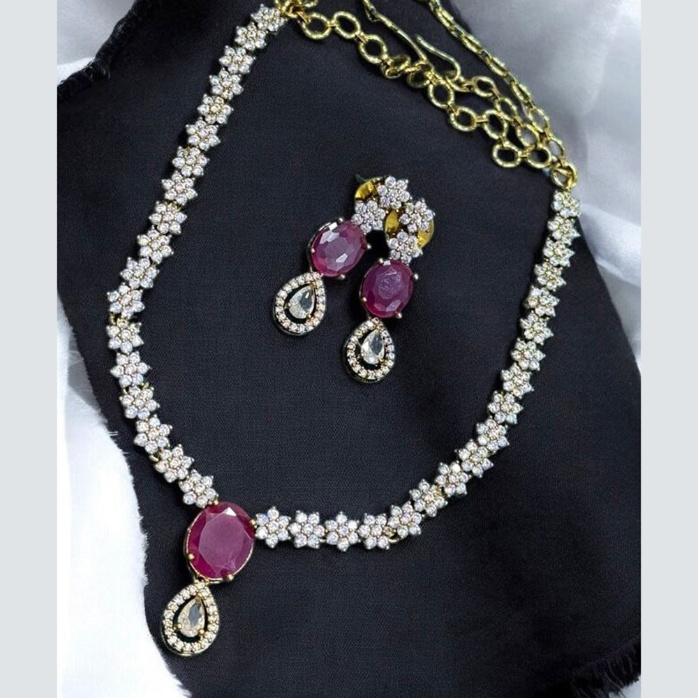 Sona Covering Shining Gold Plated American Diamond Necklace Set