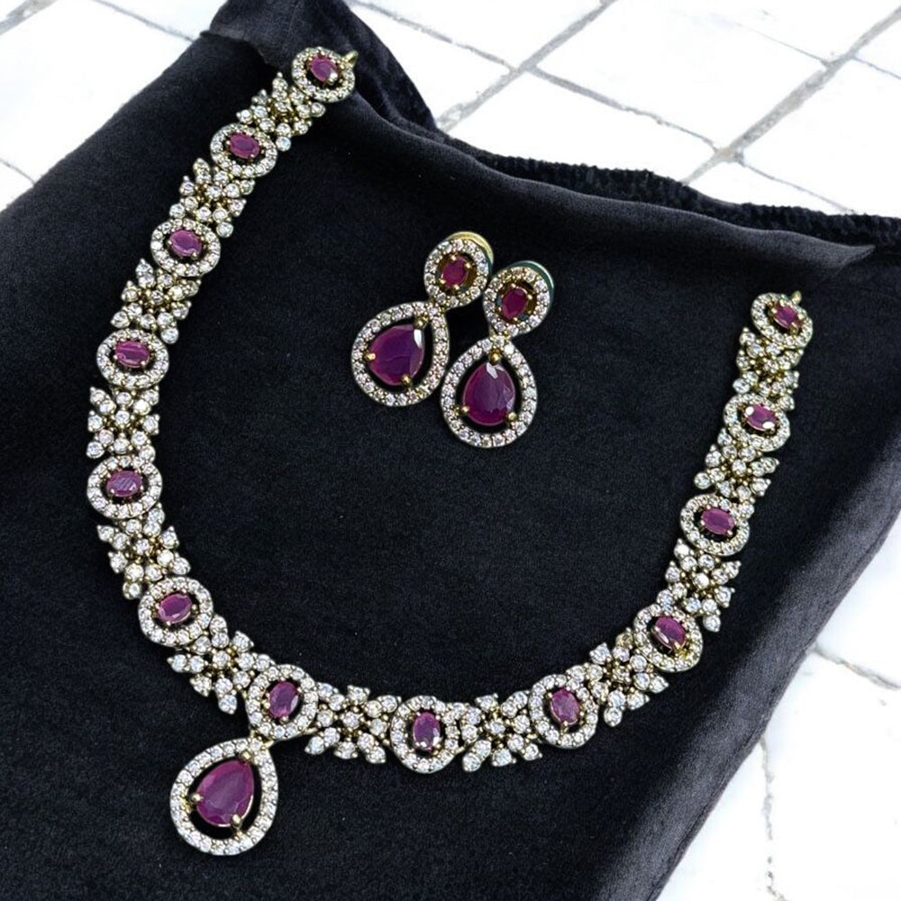 Sona Covering Shining Gold Plated American Diamond Necklace Set