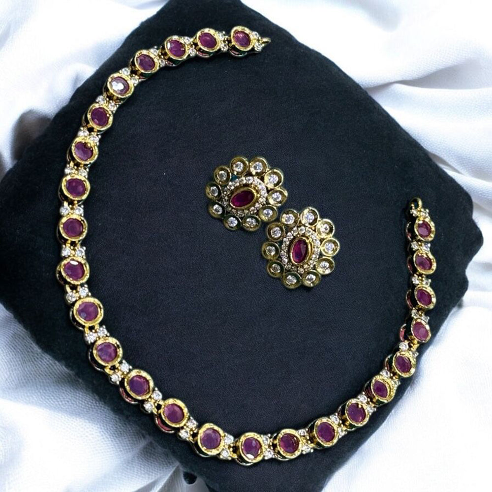 Sona Covering Charming Gold Plated Austrian Stone Necklace Set