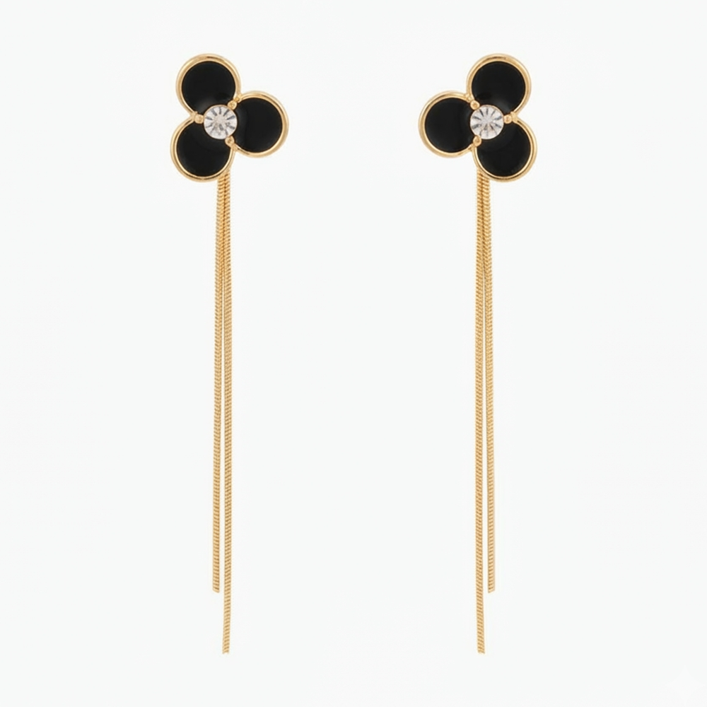 Urthn Trendy Long Tassel Earrings with Floral Motif for Women Stylish Party & Festive Wear Jewellery(Pack Of 3)
