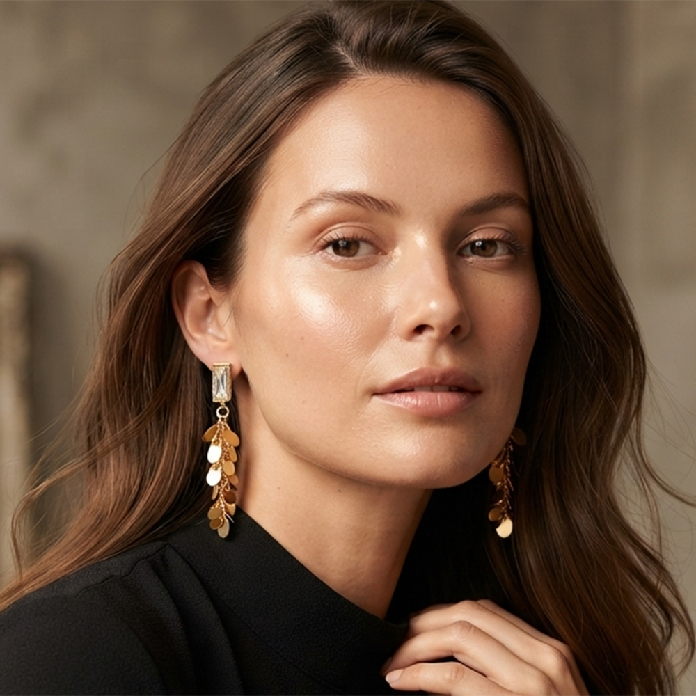 Urthn Trendy Long Tassel Earrings with Heart Drop for Women