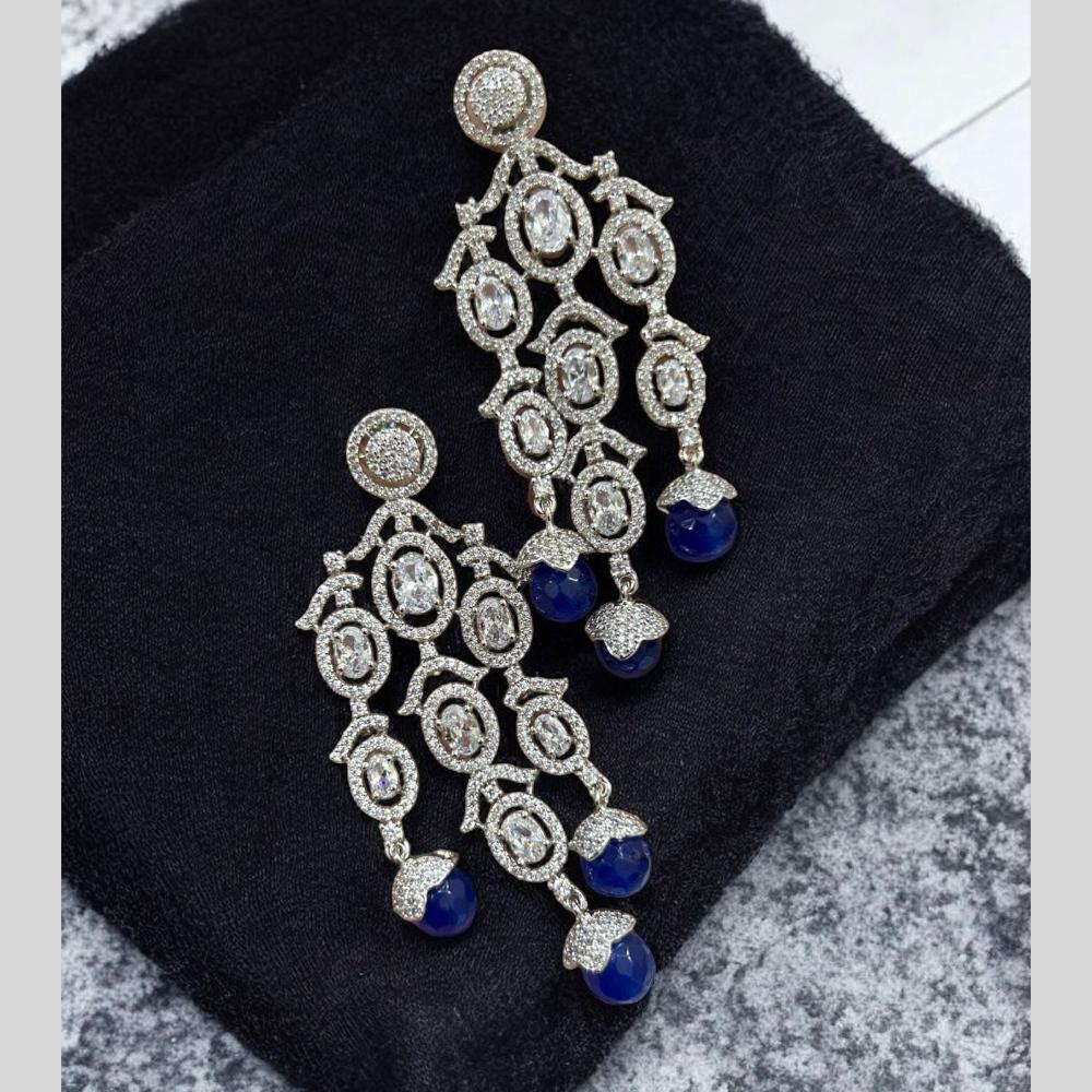 Sona Covering Silver Plated American Diamond Dangler Earrings