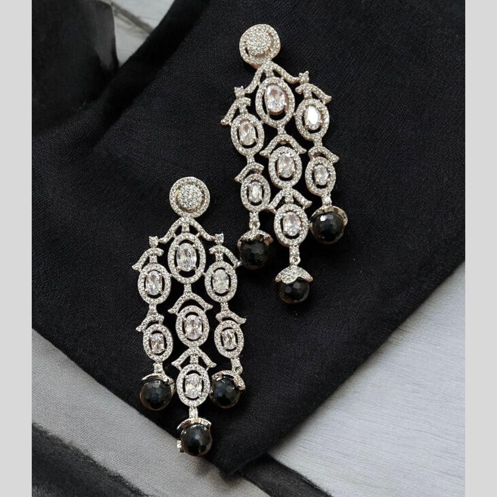 Sona Covering Silver Plated American Diamond Dangler Earrings