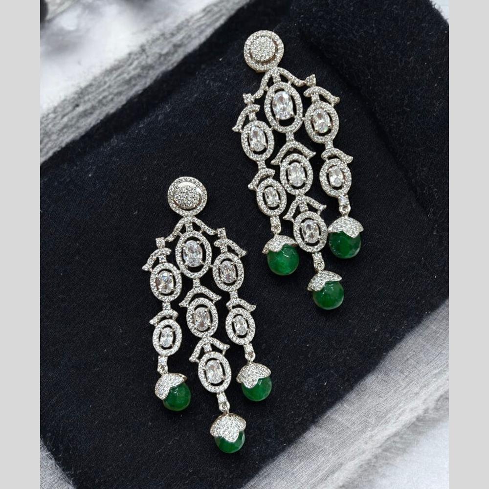 Sona Covering Silver Plated American Diamond Dangler Earrings