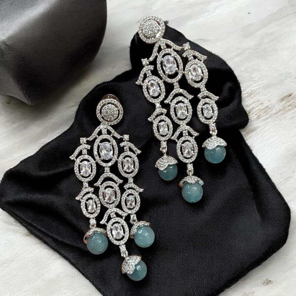 Sona Covering Silver Plated American Diamond Dangler Earrings
