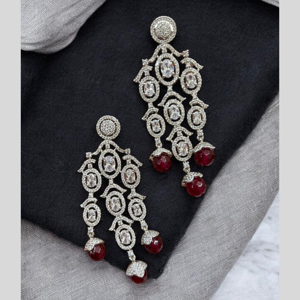 Sona Covering Silver Plated American Diamond Dangler Earrings
