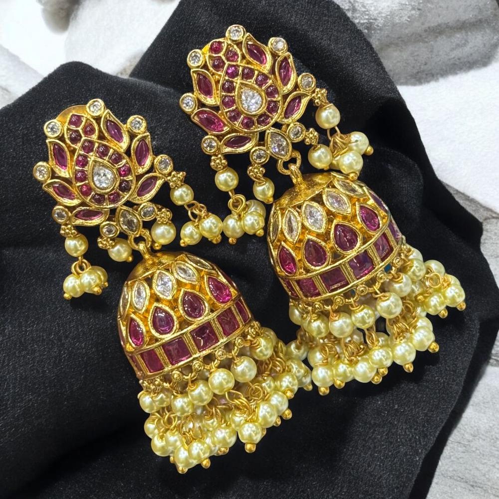 Sona Covering Gold Plated Pota And Austrian Stone Jhumki Earrings