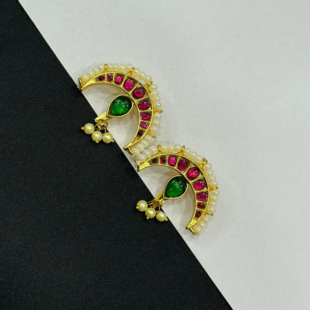 Sona Covering Gorgeous Pota Stone And Pearl Party Wear Studs