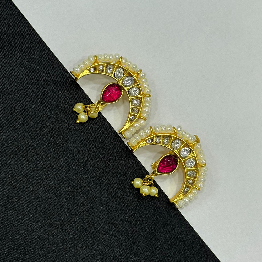 Sona Covering Gorgeous Pota Stone And Pearl Party Wear Studs