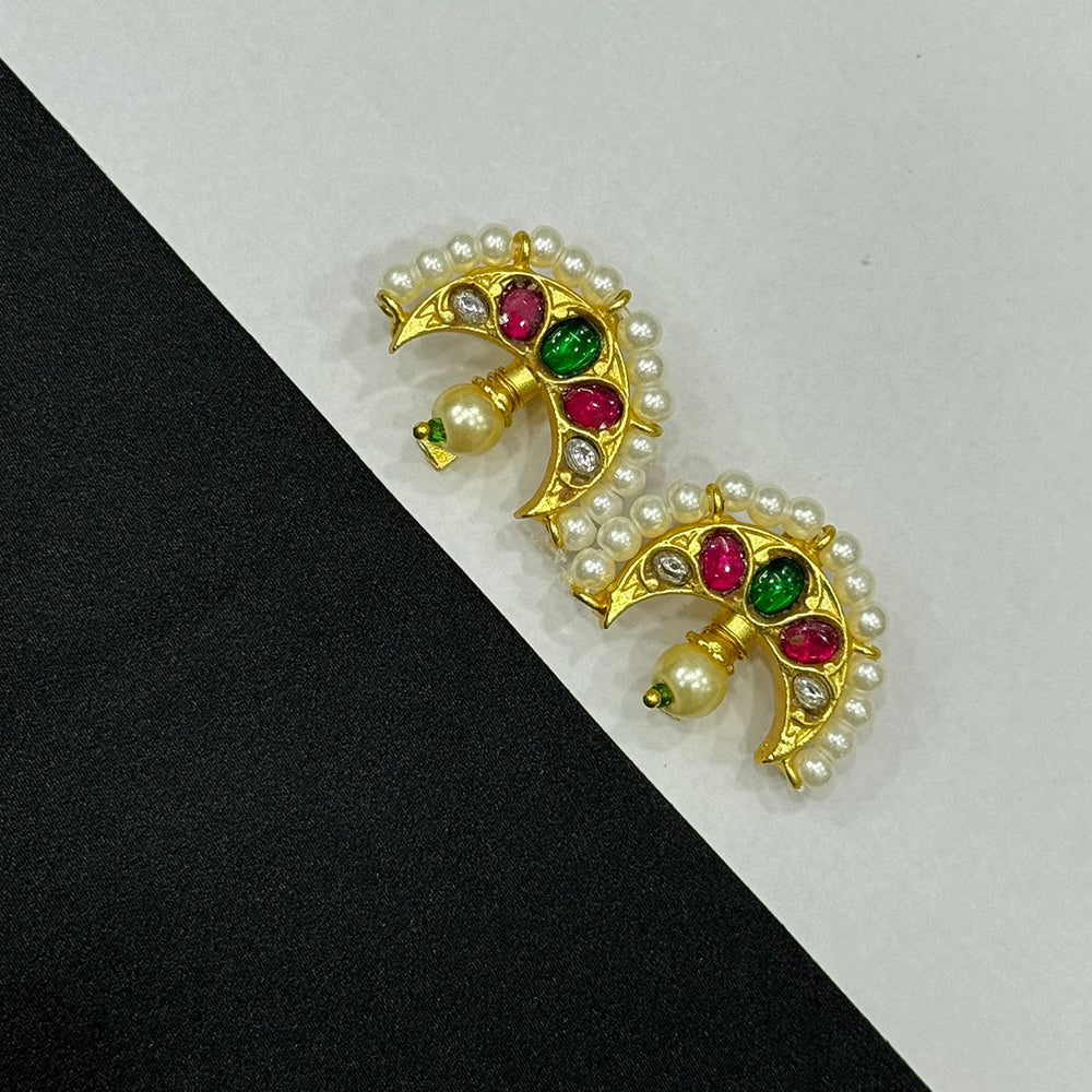 Sona Covering Gorgeous Pota Stone And Pearl Party Wear Studs