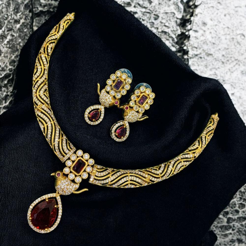 Sona Covering Premium Pota Stone And Austrian Stone Necklace Set