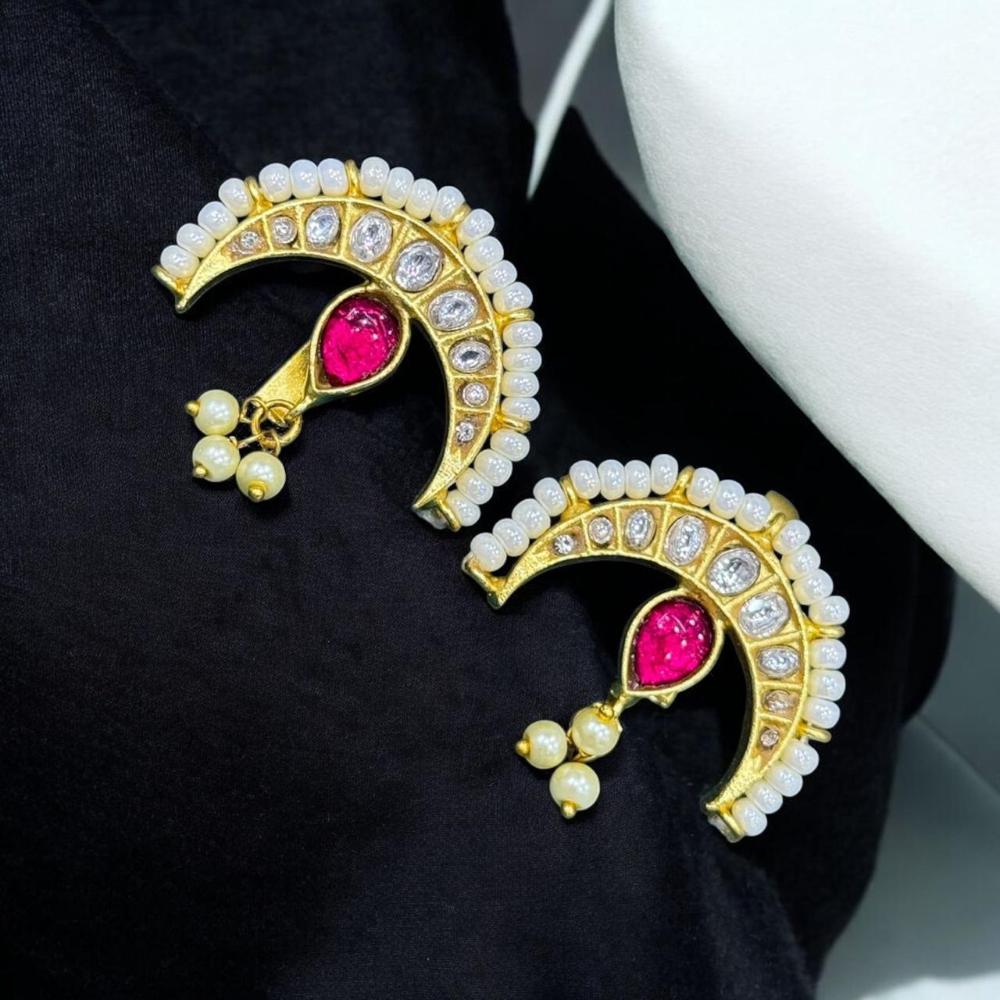 Sona Covering Royal Pota Stone And Pearl Dangler Earrings (Bugadi Earrings)