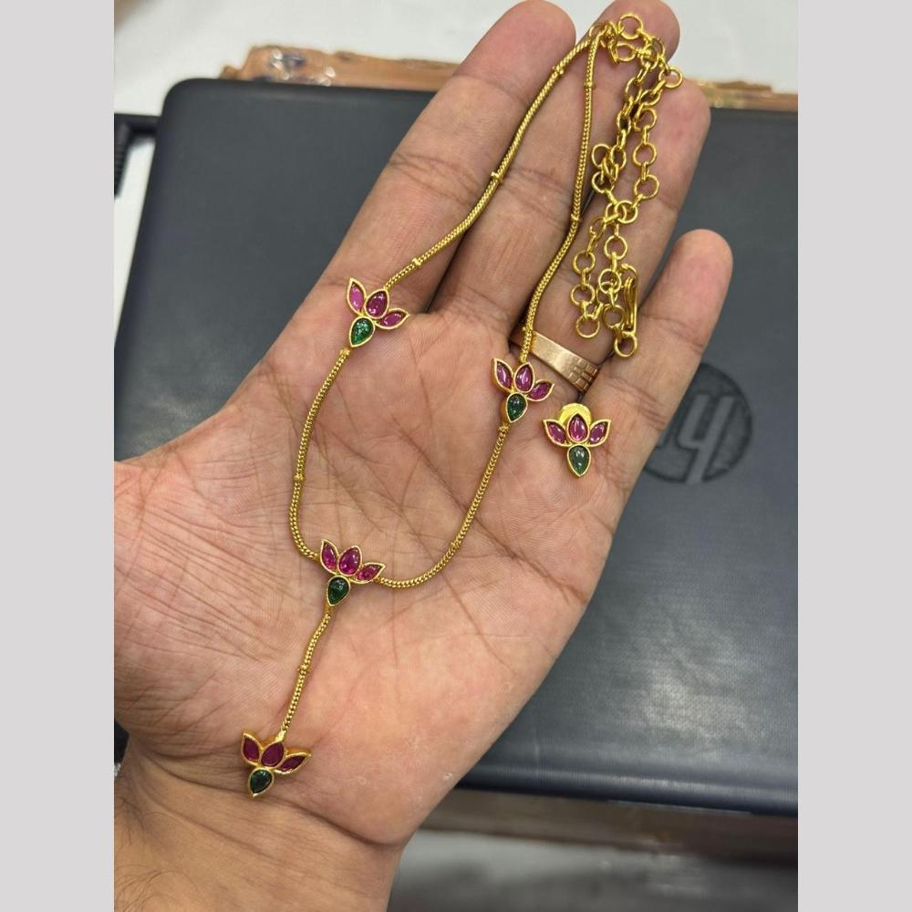 Sona Covering Glamorous Pota Stone Lotus Necklace Set