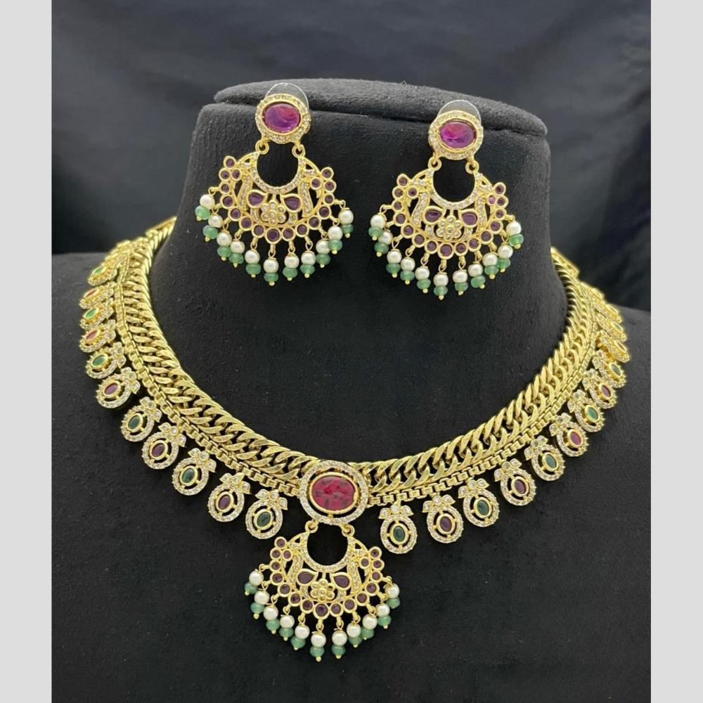 Sona Covering Delicate Pota Stone And Pearl Necklace Set