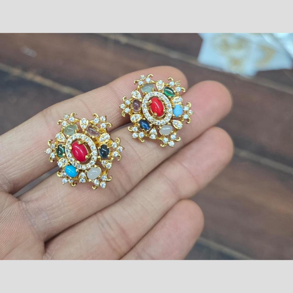 Sona Covering Gorgeous Pota Stone And Austrian Studs Earrings