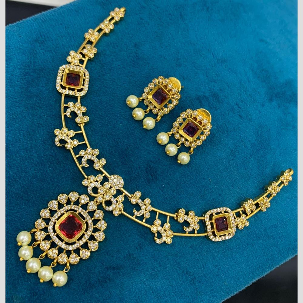 Sona Covering Glamorous Crystal Stone And Austrian Stone Necklace Set