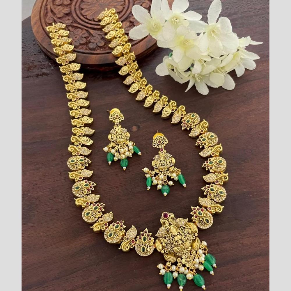 Sona Covering Handcrafted Jadau Pota Stone Pearl And Beads Temple Long Necklace Set