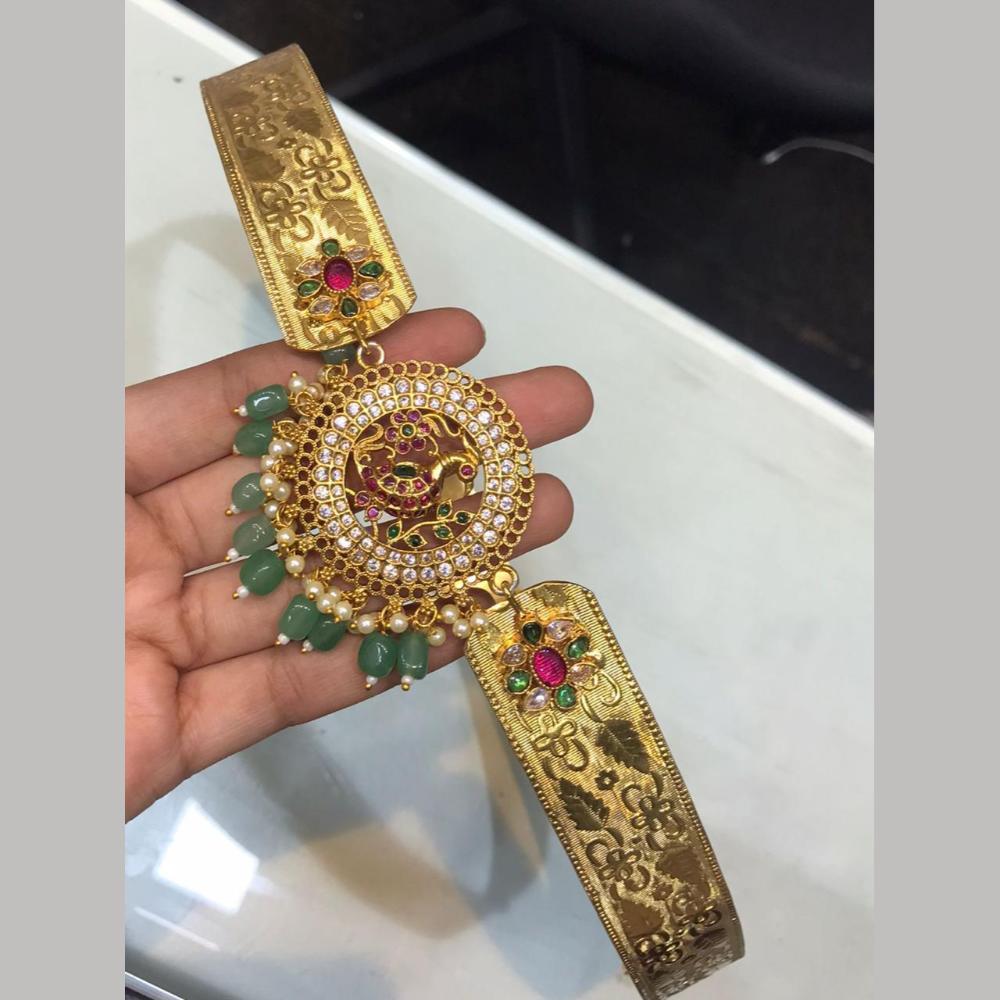 Sona Covering Traditional Pota Stone Beads And Pearl Kamarbandh