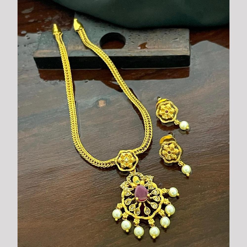 Sona Covering Glamorous Gold Plated Crystal Stone And Pearl Necklace Set