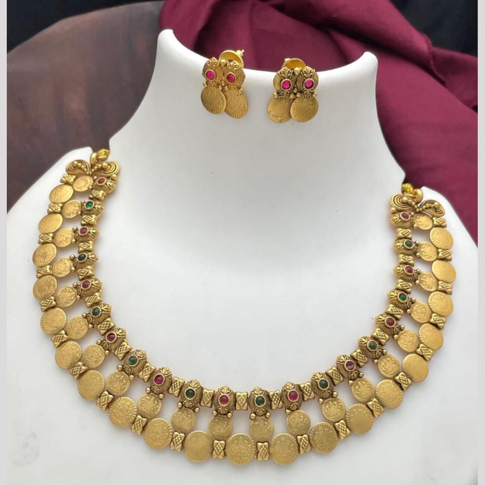 Sona Covering Elegant Pota Stone Temple Necklace Set