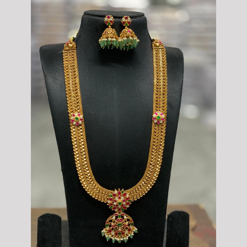 Sona Covering Luxury Pota Stone Pearl And Beads Long Necklace Set