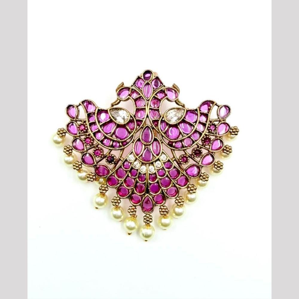 Sona Covering Ethnic Pota Stone And Pearl Hair Accessory
