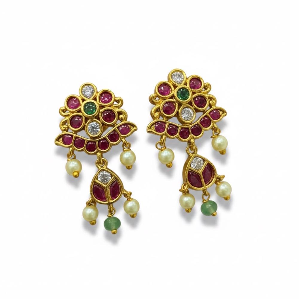 Sona Covering Elegant Pota Stone And Pearl Dangler Earrings