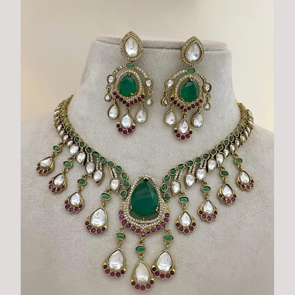 Sona Covering Pota And Kundan Stone Necklace Set