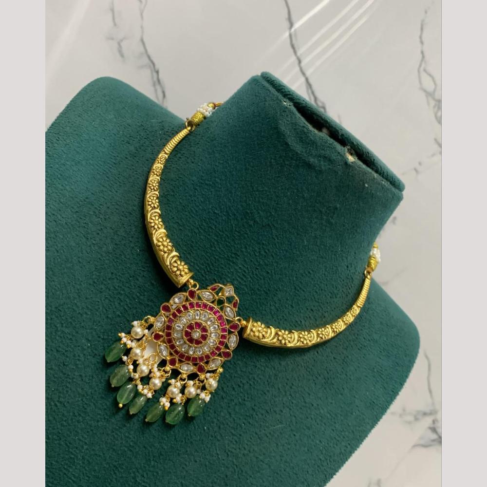 Sona Covering Pota And Kundan Stone Necklace Set