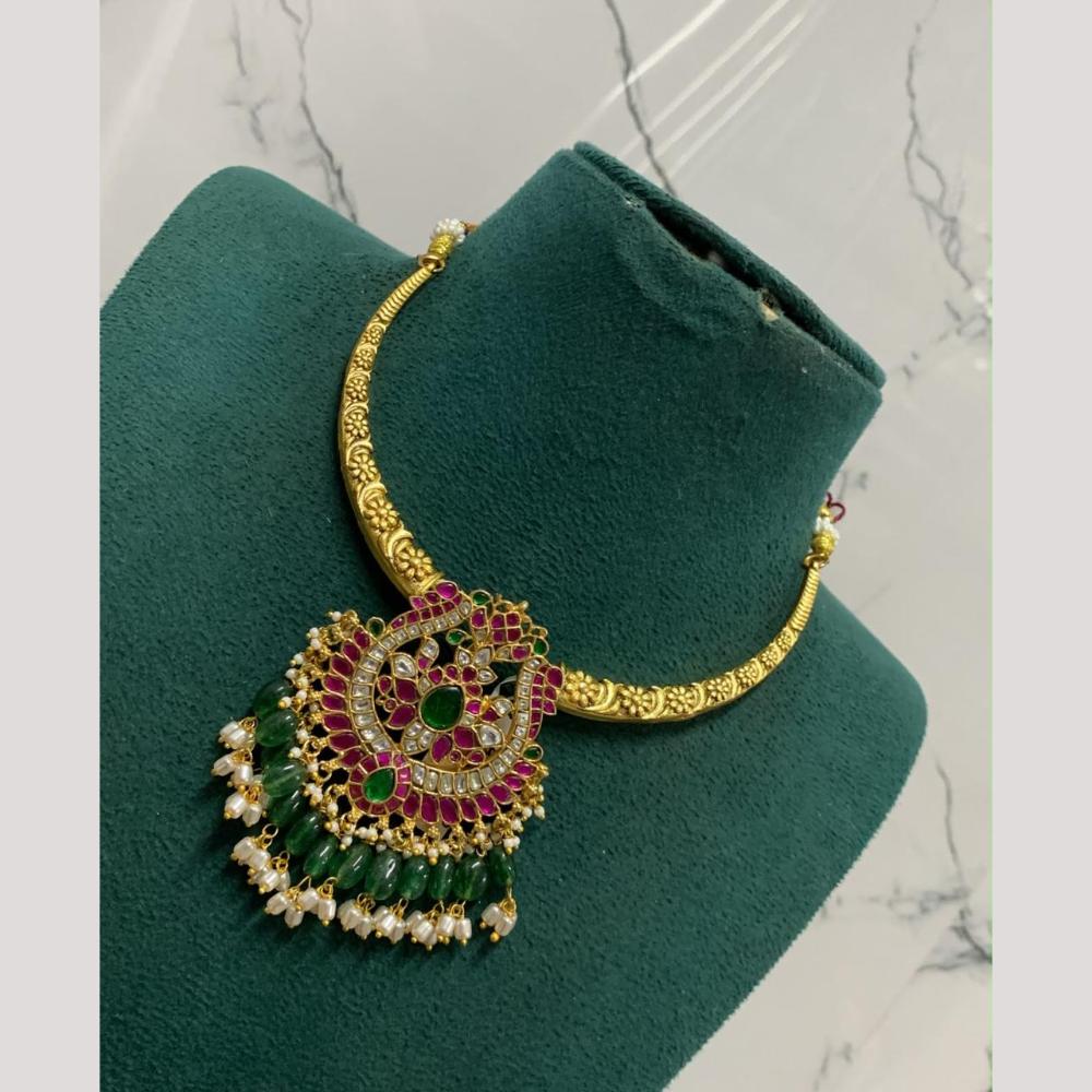 Sona Covering Pota And Kundan Stone Necklace Set