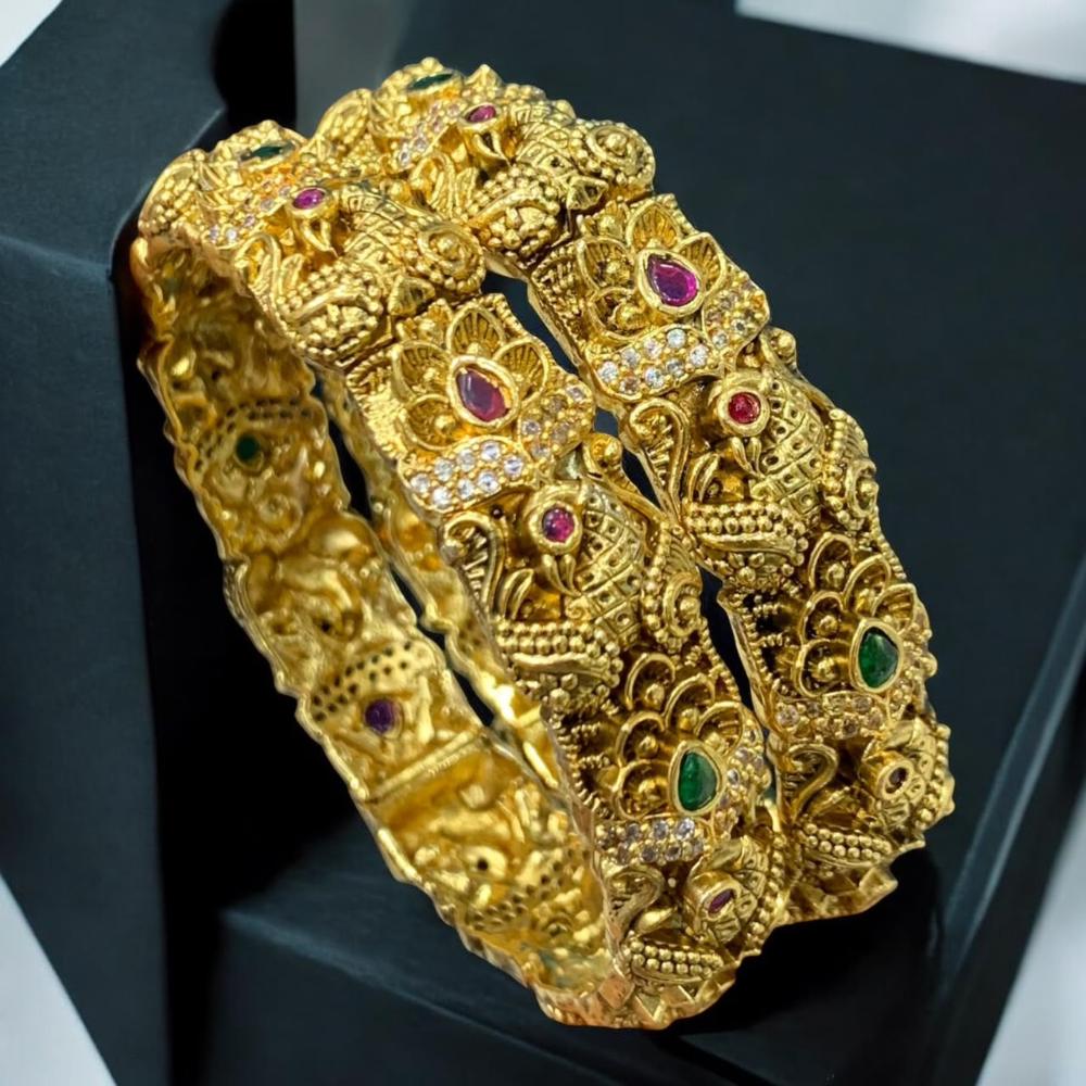 Sona Covering Elegance Glow Austrain And Pota Stone Bangles Set