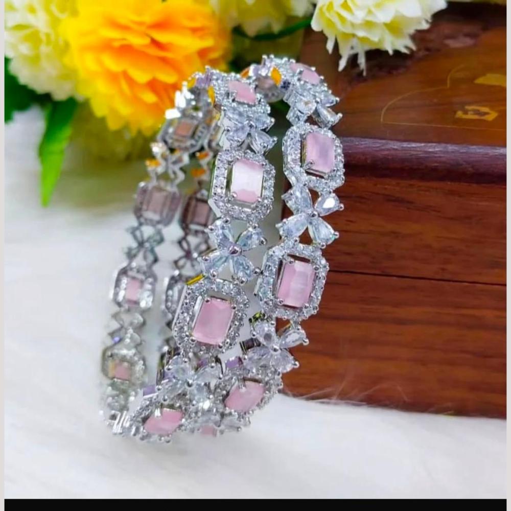 Sona Covering Sparkling American Diamond Bangles Set For Part Wear