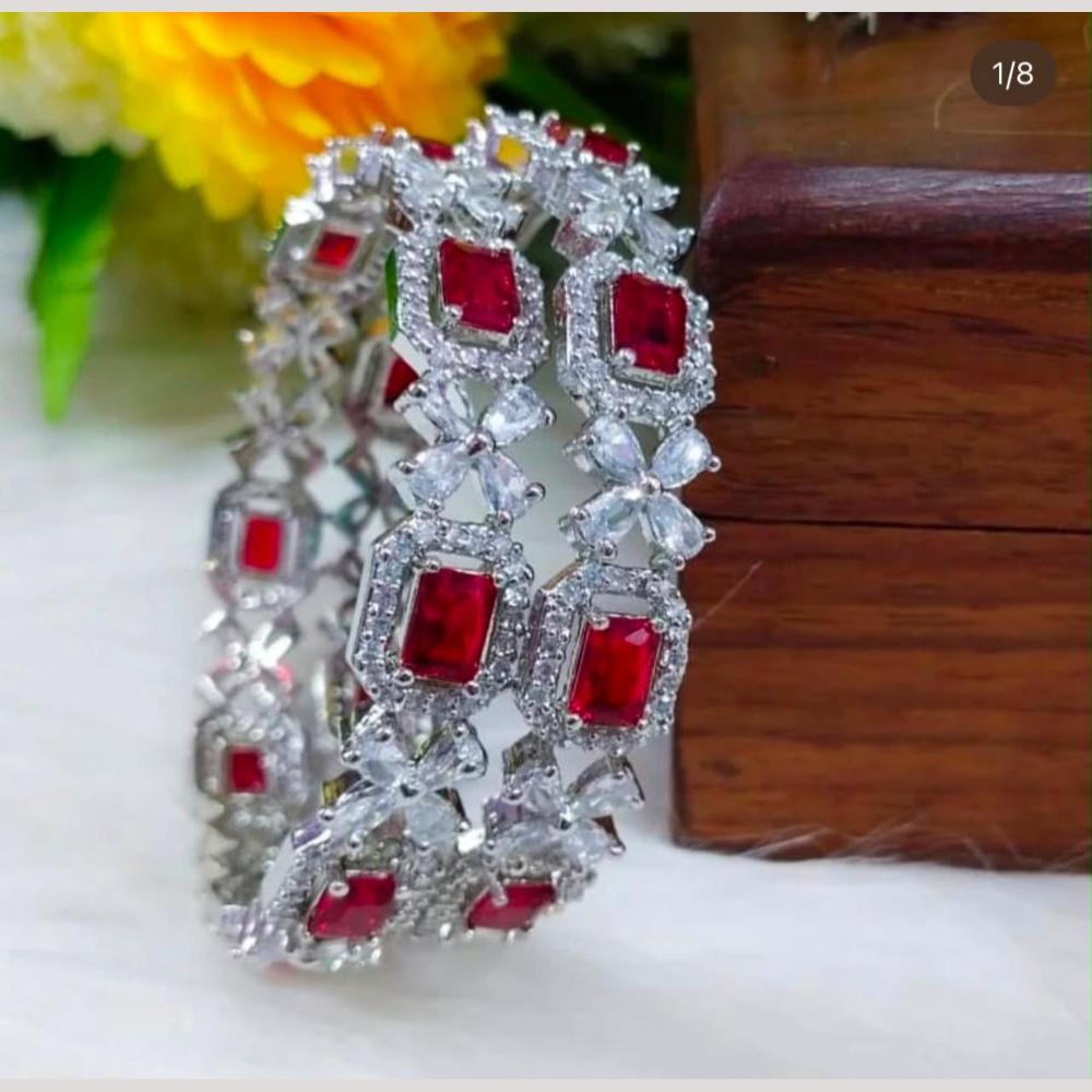 Sona Covering Sparkling American Diamond Bangles Set For Part Wear