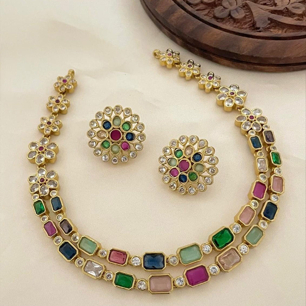 Sona Covering Glamorous Crystal Stone Necklace Set