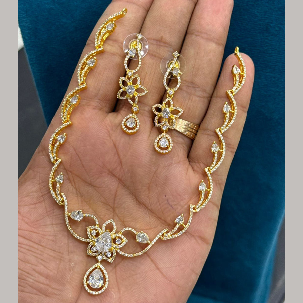 Sona Covering Delicate American Daimond Necklace Set