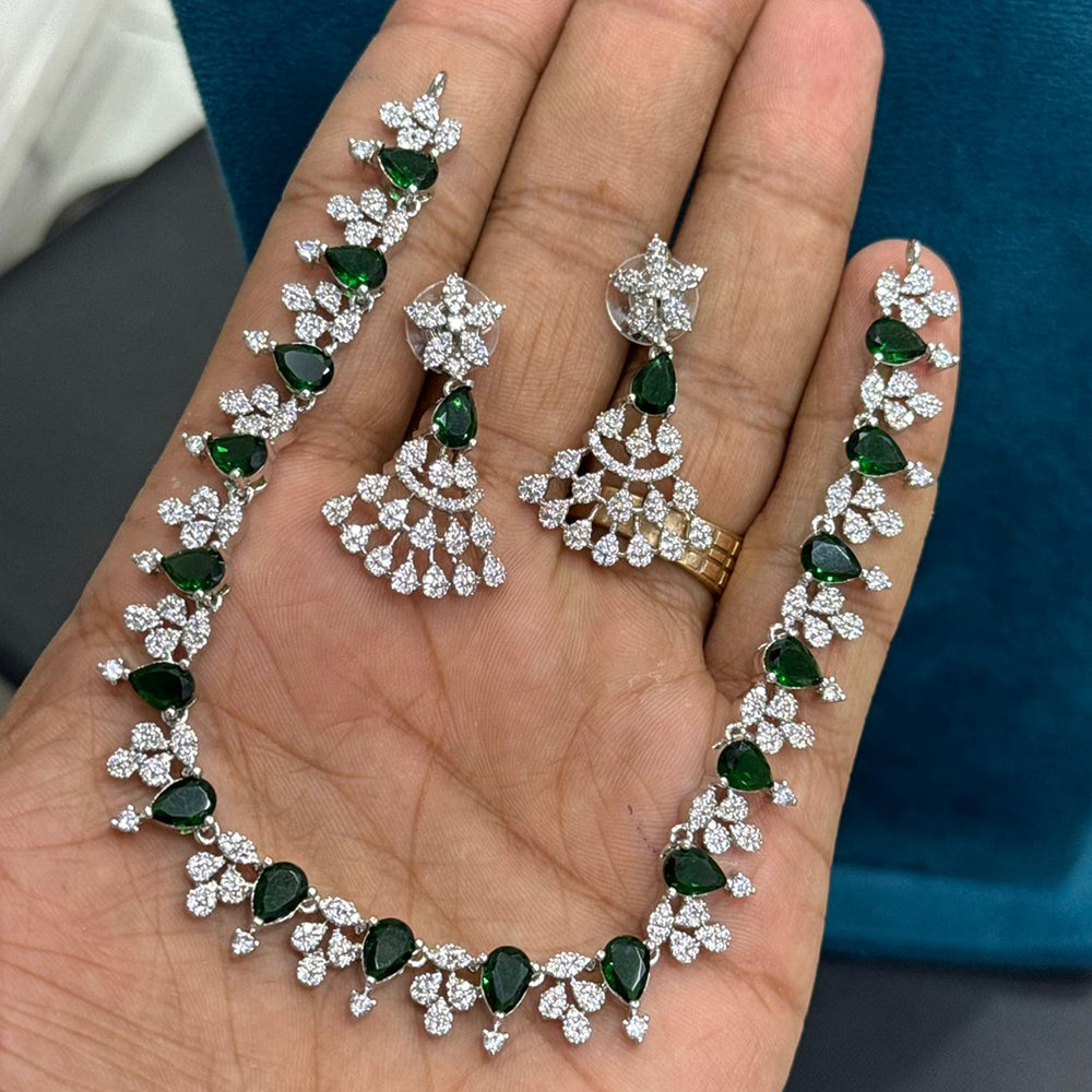 Sona Covering Delicate American Daimond Necklace Set