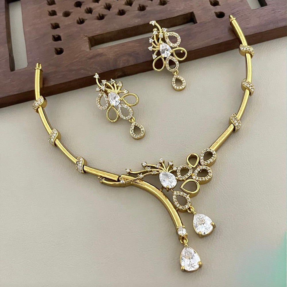 Sona Covering Elegant Crystal Stone And Austrian Stone Necklace Set