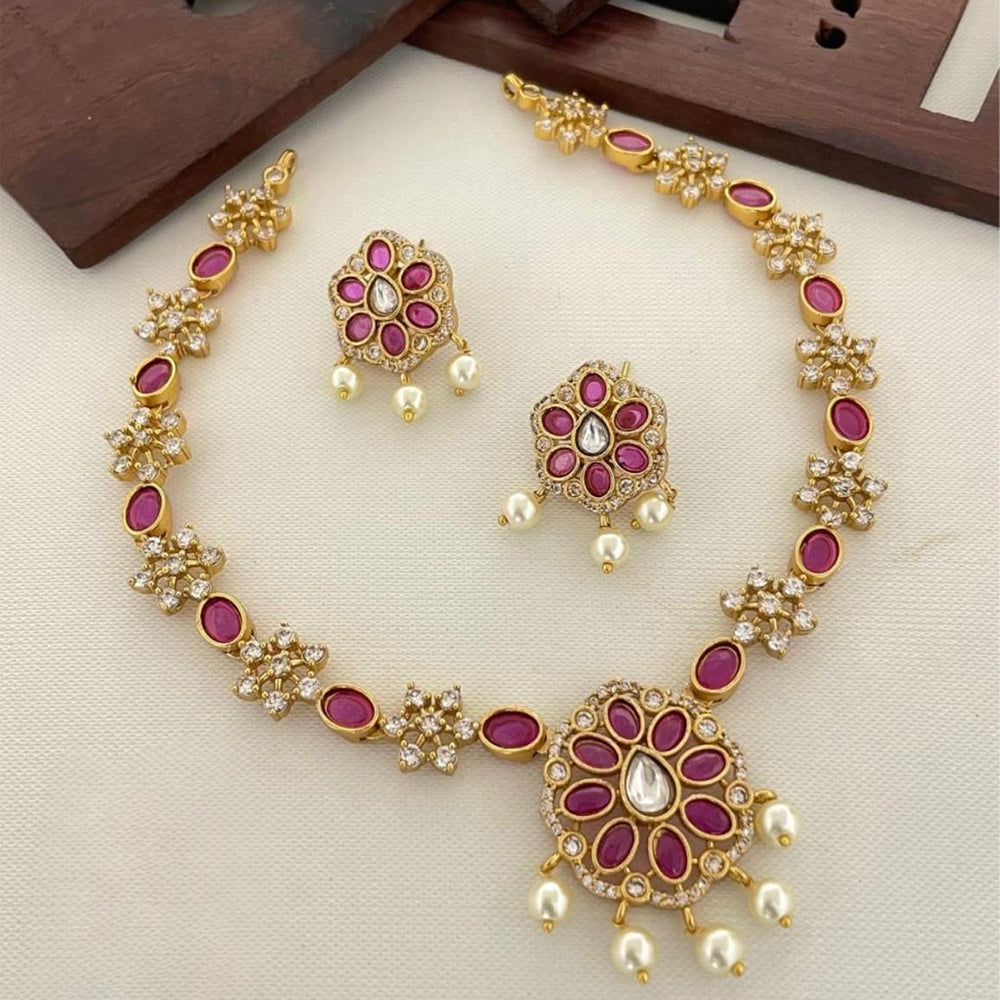 Sona Covering Elegant Pota Stone And Beads Necklace Set