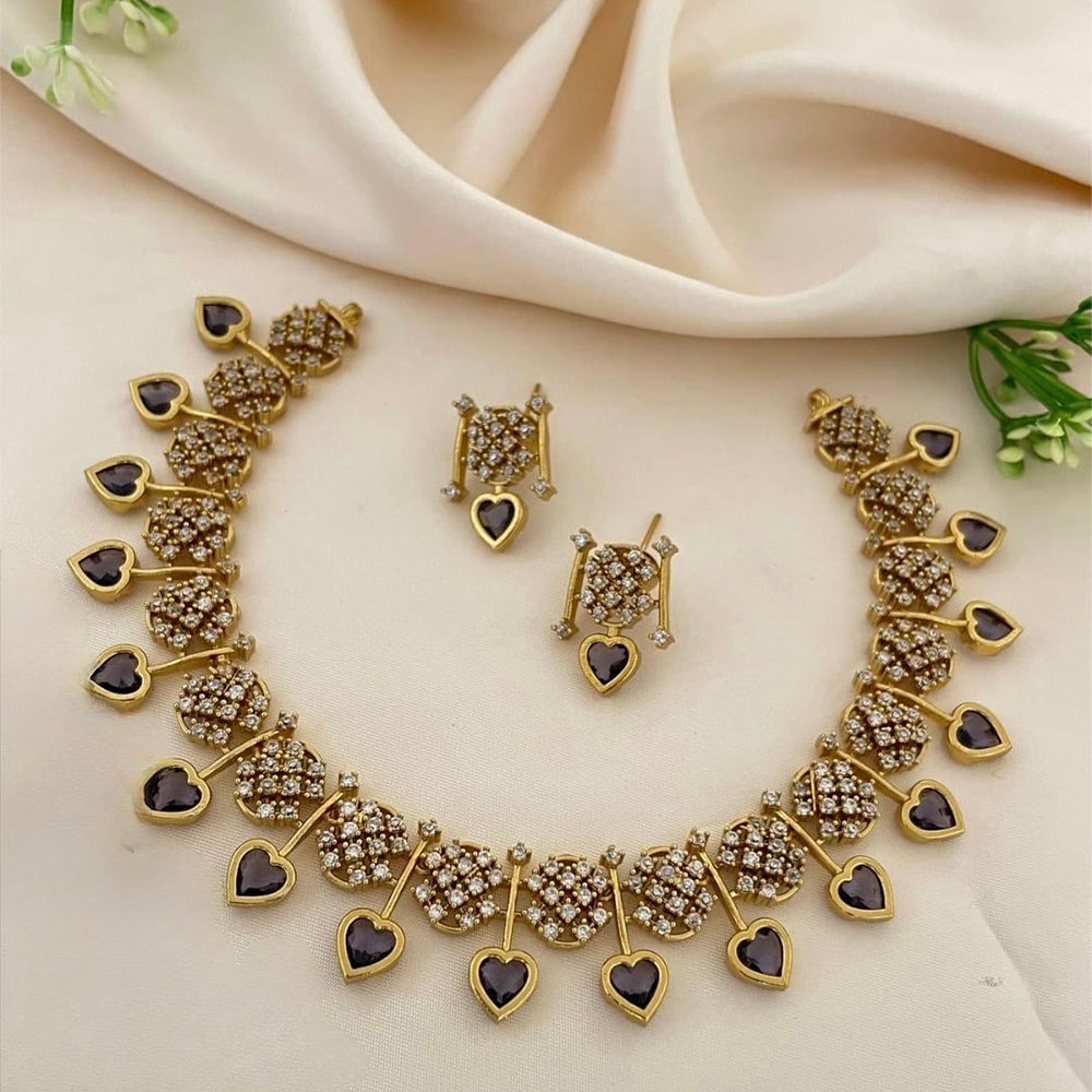 Sona Covering Elegant Crystal Stone And Austrian Stone Necklace Set