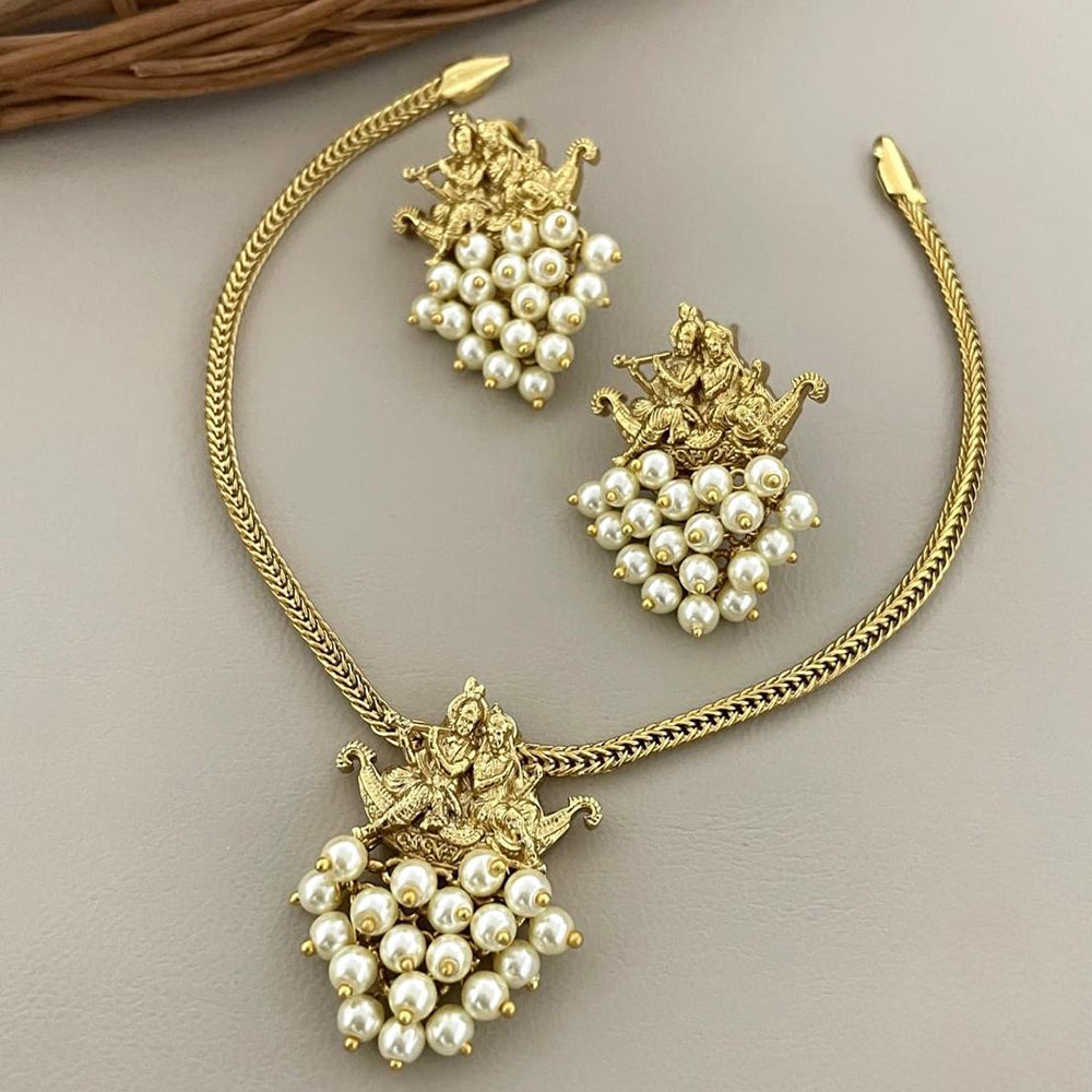 Sona Covering Elegant Pearl Temple Necklace Set