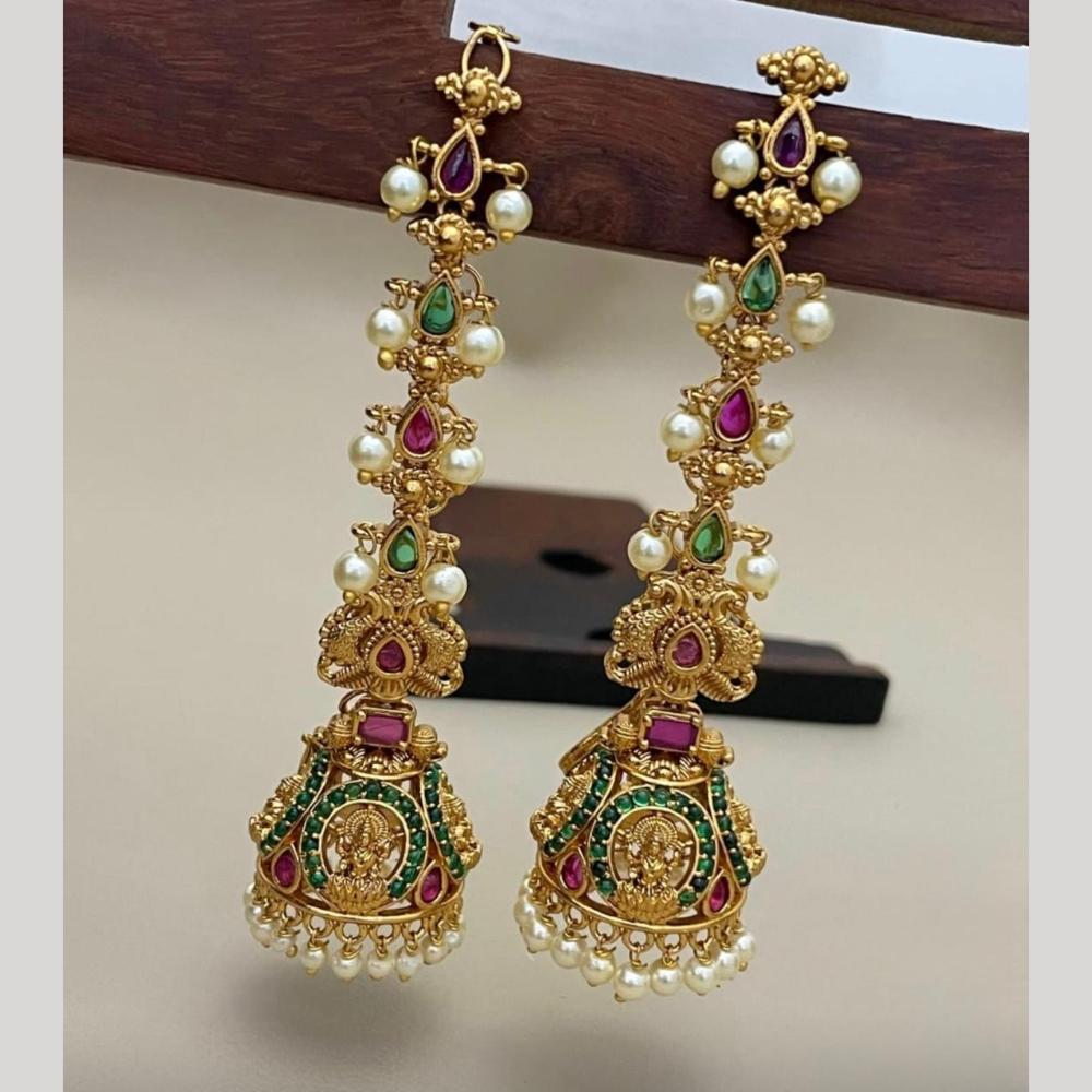 Sona Covering Elegant Pota Stone And Pearl Jhumki Earrings