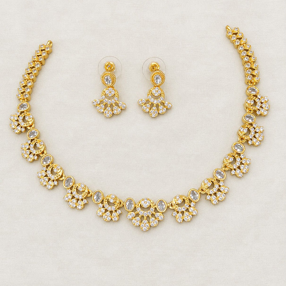 Sona Covering Elegant Pota Stone And Austrian Stone Necklace Set
