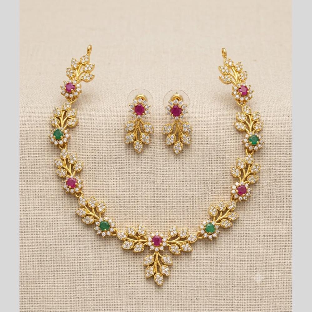 Sona Covering Elegant Pota Stone And Austrian Stone Necklace Set