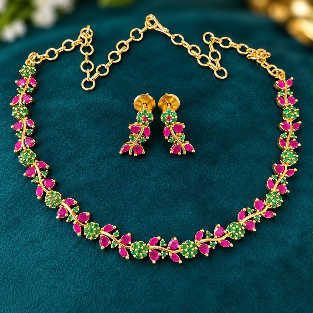 Sona Covering Classic American Diamond Designer Jewellery Necklace Set