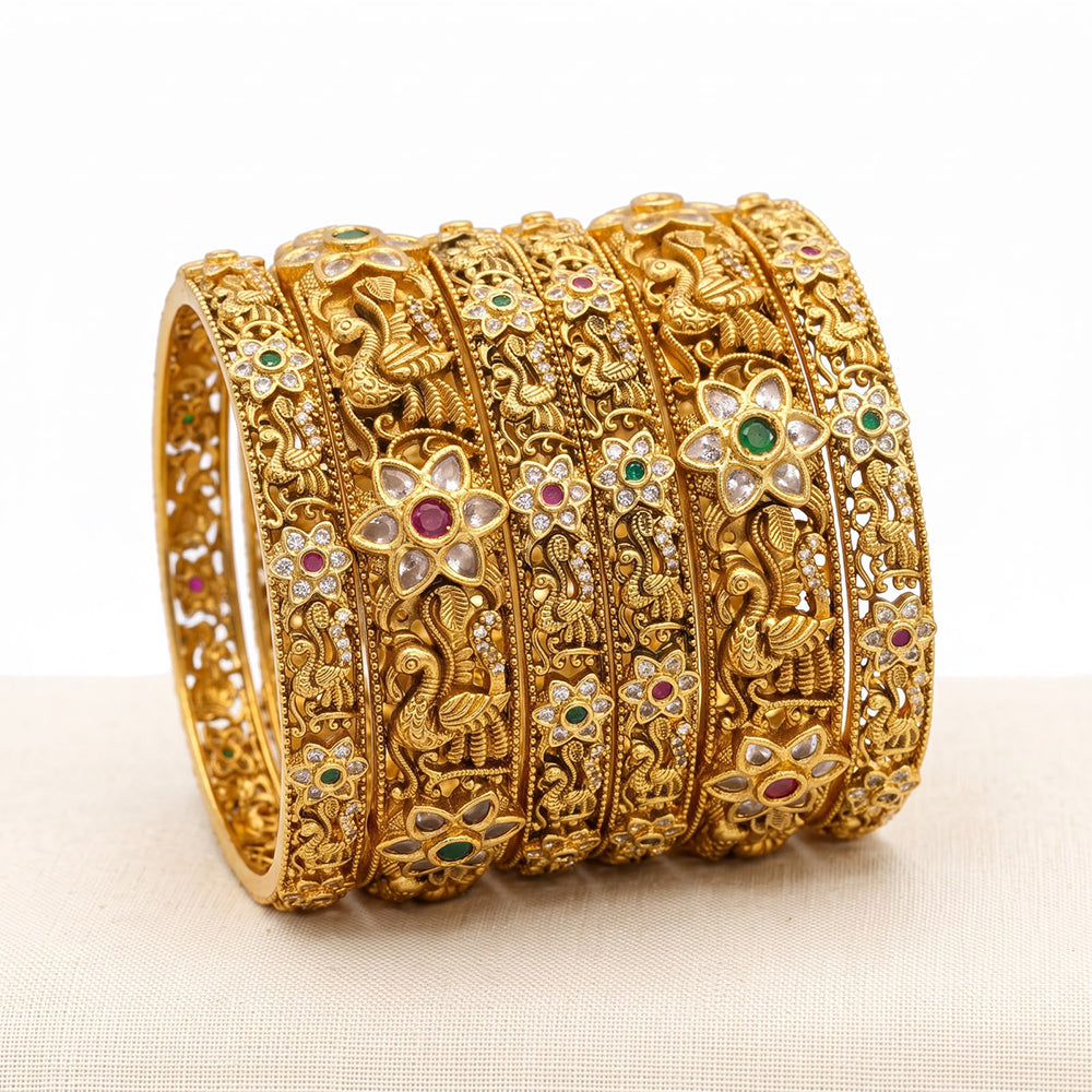 Sona Covering Elegance Glow Pota Stone Bangles Set