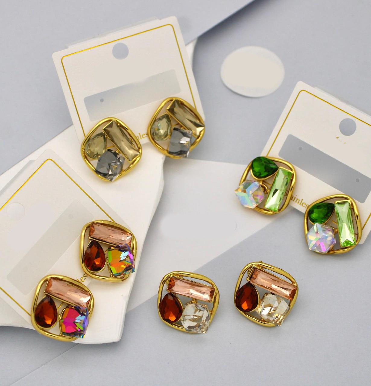 Klitz Gold Plated Stunning Fashion Stud Earring (Assorted Color)