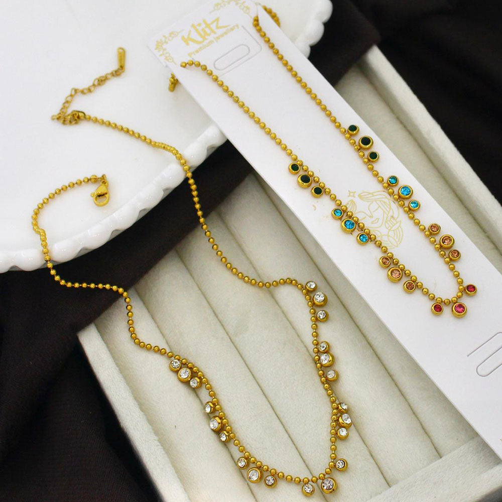Klitz Classic Crystal Stone Chain Necklace