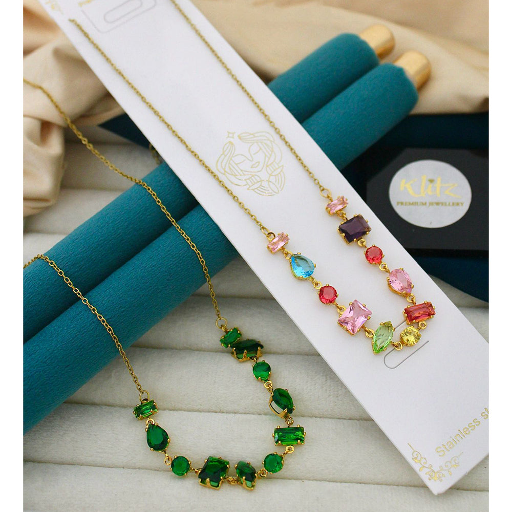 Klitz Designer Crystal Stone Necklace (Pack of 12)